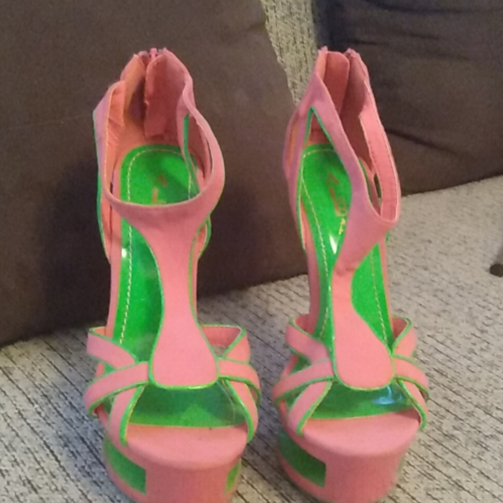 Pink and Green Heels